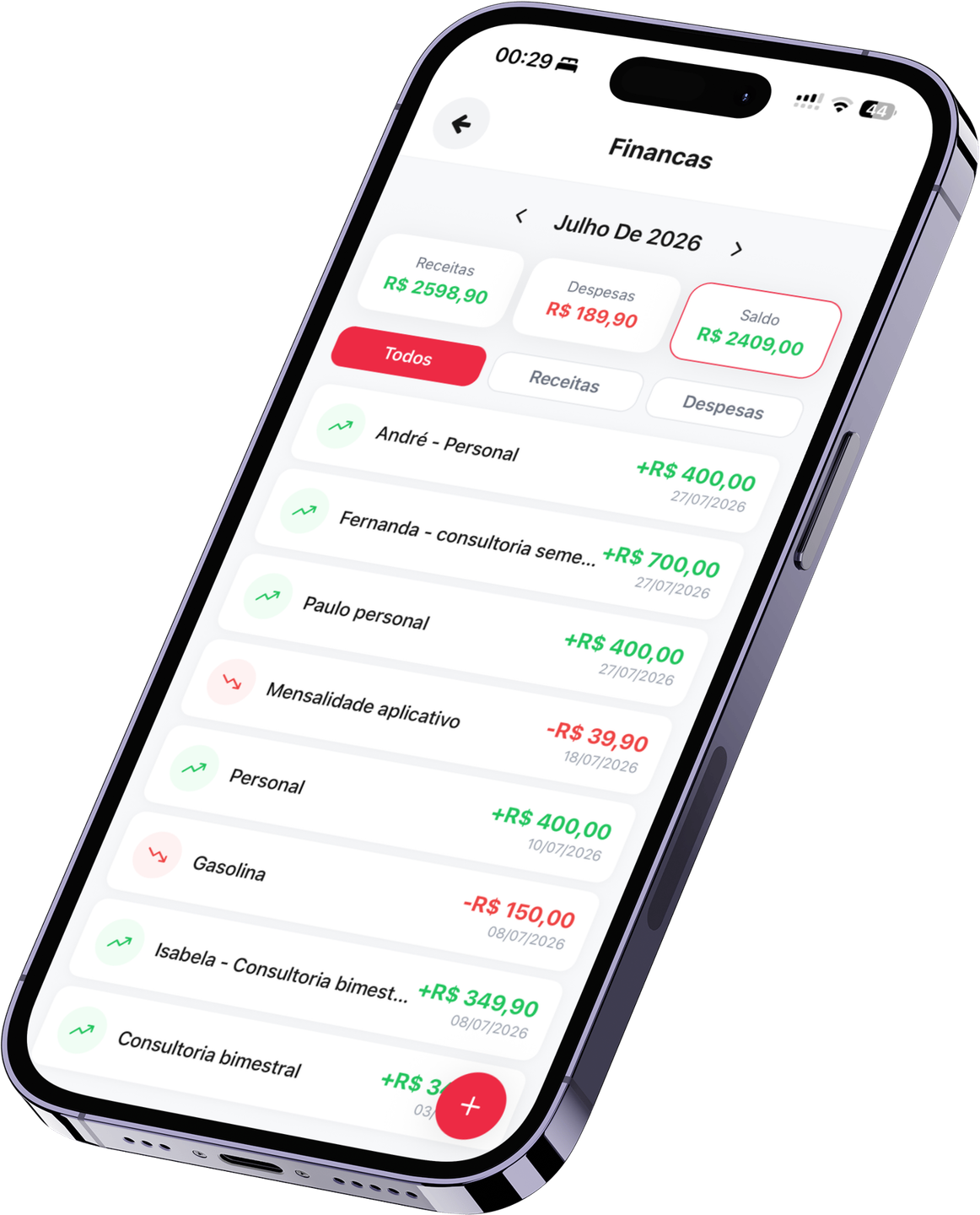 Controle financeiro do personal