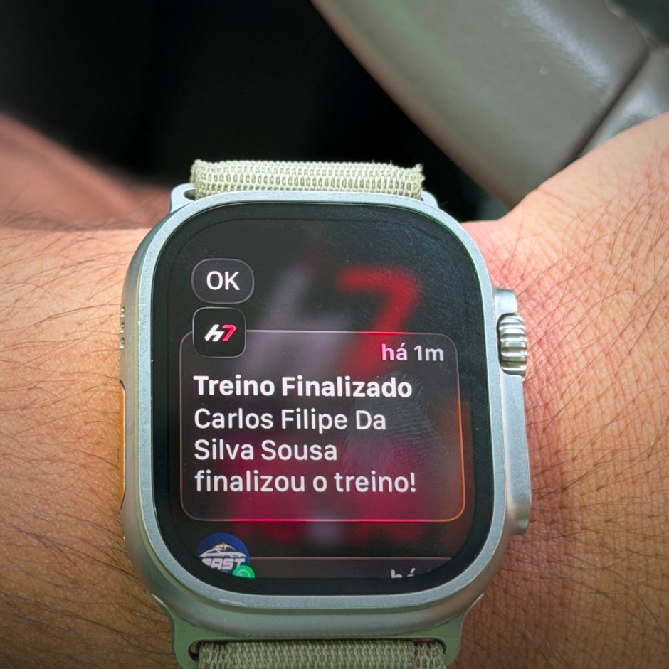 Notificação no relógio: treino finalizado pelo aluno